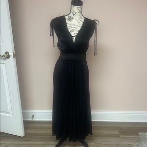 Pinch Black Midi Dress with Tie Straps